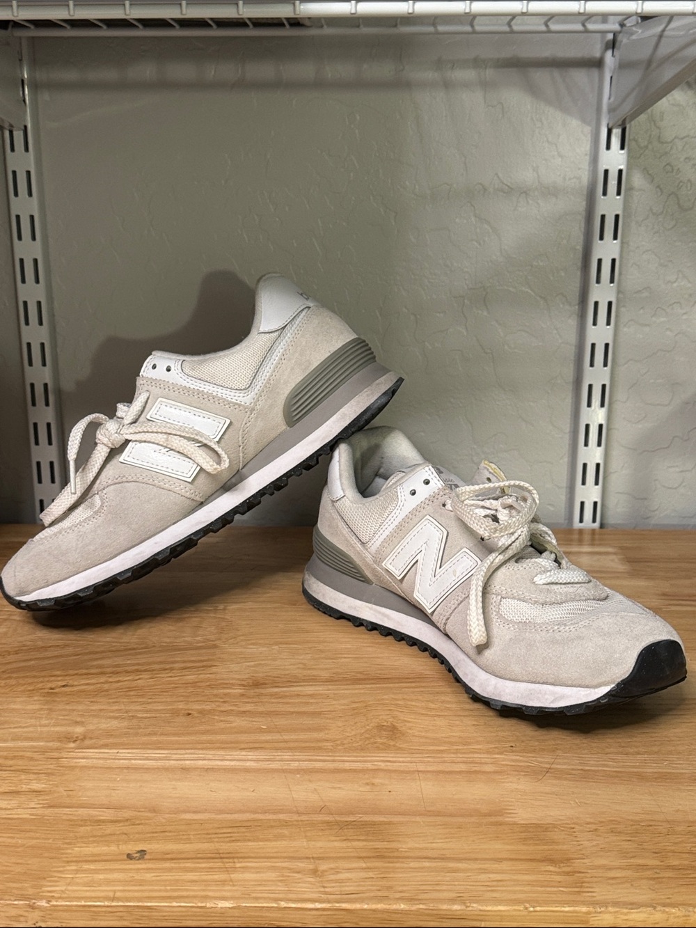 New Balance 574 Light Gray Suede & Mesh Sneakers - Picture 6 of 10